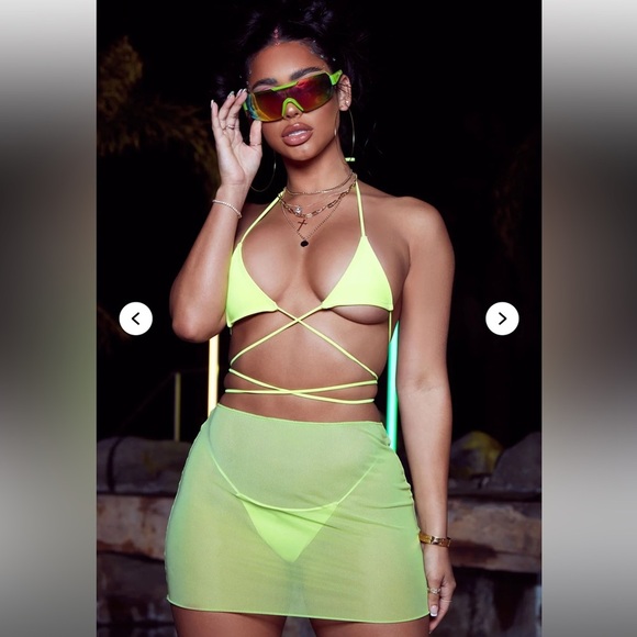 Summer Dreaming 3 Piece Bikini Set - Lime | NWT | Fashion Nova - Picture 1 of 3
